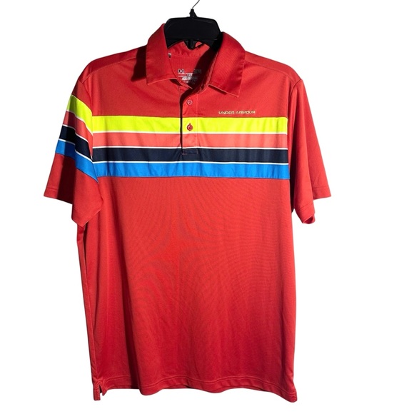 Under Armour Other - Under Armour orange striped polo shirt men’s large